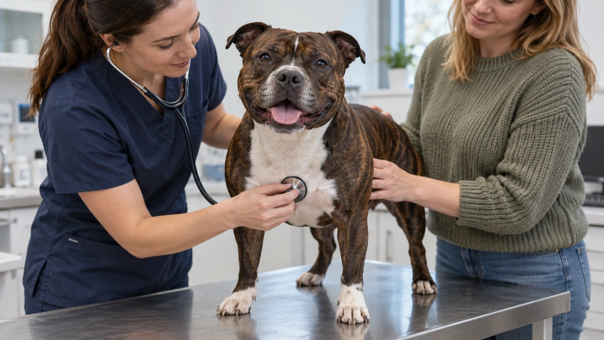 İngiliz Staffordshire köpek — veteriner kontrolü
